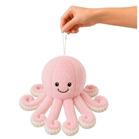 LEAN Toys Pluszowa Ośmiornica Maskotka Przytulanka Z Przyssawką Różowa 16 cm