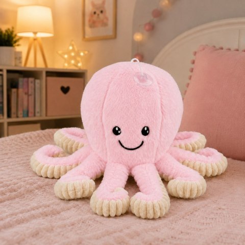 LEAN Toys Pluszowa Ośmiornica Maskotka Przytulanka Z Przyssawką Różowa 16 cm