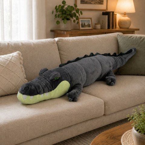 LEAN Toys Pluszowy Krokodyl Maskotka Przytulanka Realistyczny Szary 90 cm