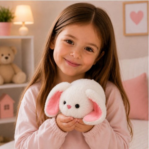 LEAN Toys Pluszowy Króliczek Zając Z Długimi Uszami Maskotka Przytulanka Biały 16 cm