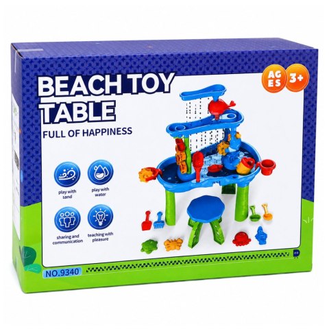 LEAN Toys Wielopoziomowy Stolik Wodny Plac Zabaw Z Krzesełkiem Akcesoria Foremki 63cm