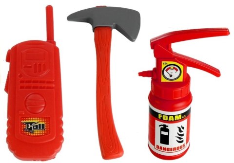 LEAN Toys Zestaw Strażaka Straż Pożarna Wóz + Kask + Gaśnica