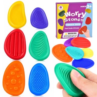 JOKOMISIADA Kamienie Sensoryczne Silikonowe Fidget Toys 6 szt. Różne Faktury ZA6423