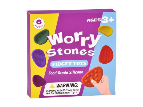 JOKOMISIADA Kamienie Sensoryczne Silikonowe Fidget Toys 6 szt. Różne Faktury ZA6423