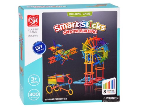 JOKOMISIADA Klocki Konstrukcyjne PATYCZKI i Łączniki Smart Sticks 300 Elementów ZA6325