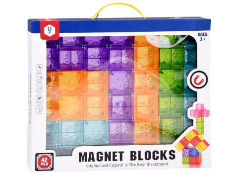 JOKOMISIADA Klocki Magnetyczne Kostki Kolorowe Transparentne 42 Elementy ZA6354