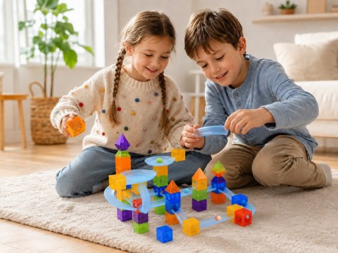 JOKOMISIADA Klocki Magnetyczne Tor Kulkowy Kulodrom 75 Elementów Kulki ZA6315