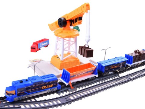 JOKOMISIADA Kolejka Elektryczna Pociąg CARGO Stacja Dźwig 4 Wagony Tory 670 cm RC0779