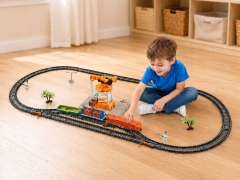 JOKOMISIADA Kolejka Elektryczna Pociąg Tory 300 cm Wagony Dźwig Zwrotnice RC0783
