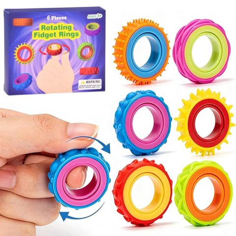 JOKOMISIADA Pierścienie Sensoryczne Obrotowe Fidget Zabawka Antystresowa 6 szt. ZA6619
