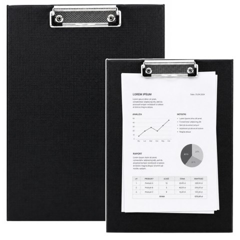 LEAN Deska Podkładka z Metalowym Klipem Clipboard Do Pisania A4 Czarna