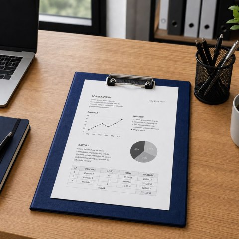LEAN Deska Podkładka z Metalowym Klipem Clipboard Do Pisania A4 Niebieska