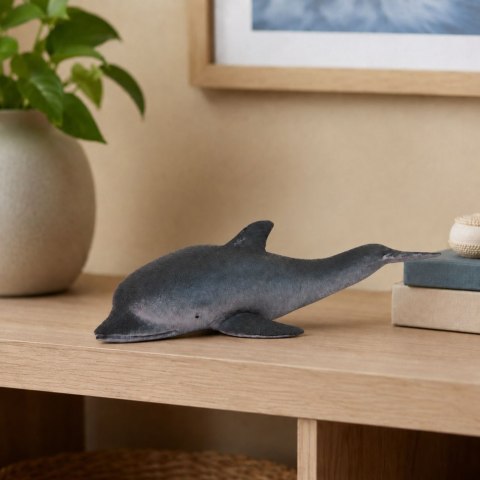 LEAN TOYS Gumowa Figurka Delfin Morski Miękka Realistyczna TPR Ciemnoszary 17,5 cm