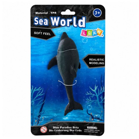 LEAN TOYS Gumowa Figurka Delfin Morski Miękka Realistyczna TPR Ciemnoszary 17,5 cm
