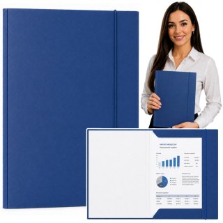LEAN Teczka Skrzydłowa Kartonowa z Gumką Lakierowana A4 300 g/m2 Niebieska