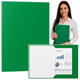 LEAN Teczka Skrzydłowa Kartonowa z Gumką Lakierowana A4 300 g/m2 Zielona