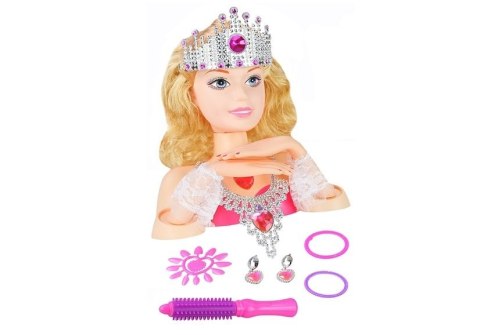 LEAN Toys Głowa Lalki do Stylizacji z Koroną + Akcesoria