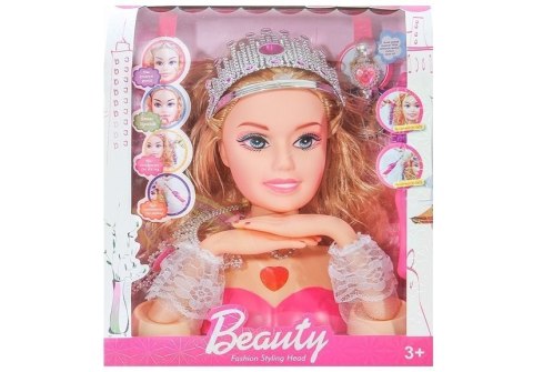 LEAN Toys Głowa Lalki do Stylizacji z Koroną + Akcesoria
