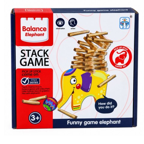 LEAN Toys Gra Zręcznościowa Balansujący Słonik Zbuduj Wieżę Klocki Słoń 61 el.