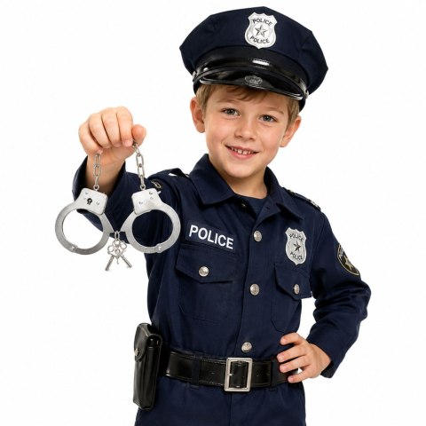 LEAN Toys Kajdanki Dla Małego Policjanta Metalowe Z Kluczykami Dla Dzieci Srebrne