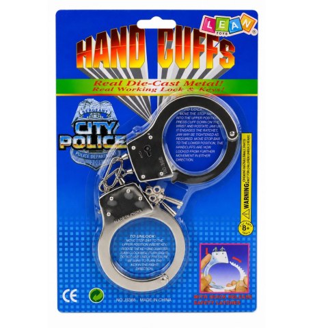 LEAN Toys Kajdanki Dla Małego Policjanta Metalowe Z Kluczykami Dla Dzieci Srebrne