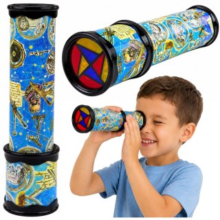 LEAN Toys Kalejdoskop Dla Dzieci Obrotowy Kolorowe Wzory Niebieski 21 x 5 cm