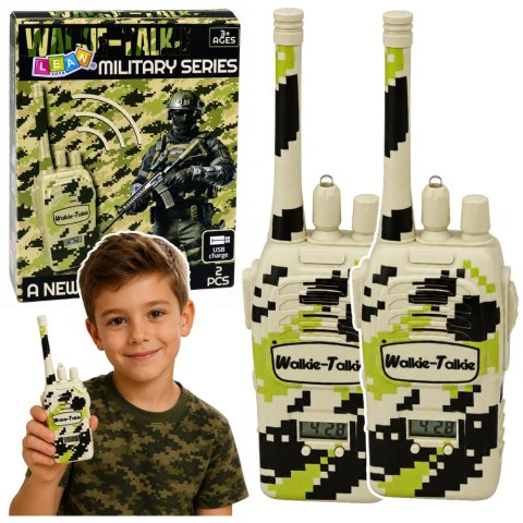 LEAN Toys Krótkofalówki Walkie Talkie Militarne USB Zasięg 200M Khaki 2 Szt.