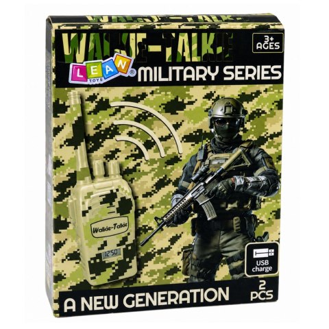 LEAN Toys Krótkofalówki Walkie Talkie Militarne USB Zasięg 200M Khaki 2 Szt.