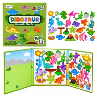 LEAN Toys Książeczka Magnetyczna Układanka Puzzle Dinozaury Kolorowe Magnesy 30 el.