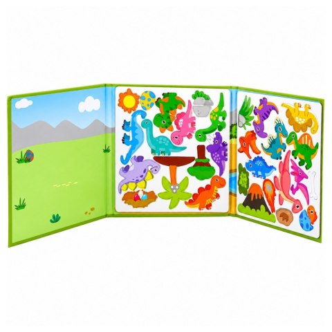 LEAN Toys Książeczka Magnetyczna Układanka Puzzle Dinozaury Kolorowe Magnesy 30 el.