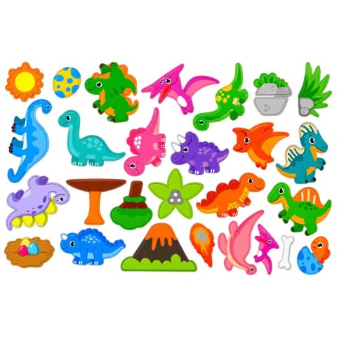 LEAN Toys Książeczka Magnetyczna Układanka Puzzle Dinozaury Kolorowe Magnesy 30 el.