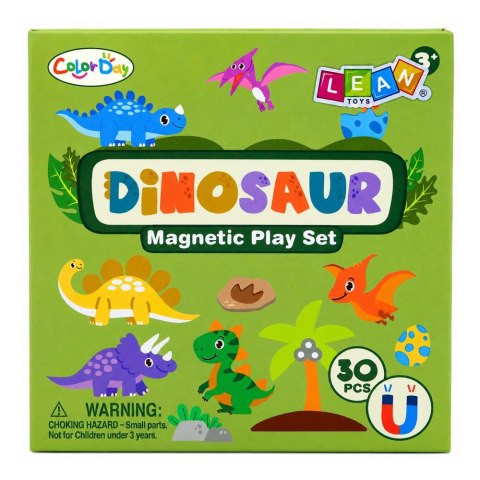 LEAN Toys Książeczka Magnetyczna Układanka Puzzle Dinozaury Kolorowe Magnesy 30 el.