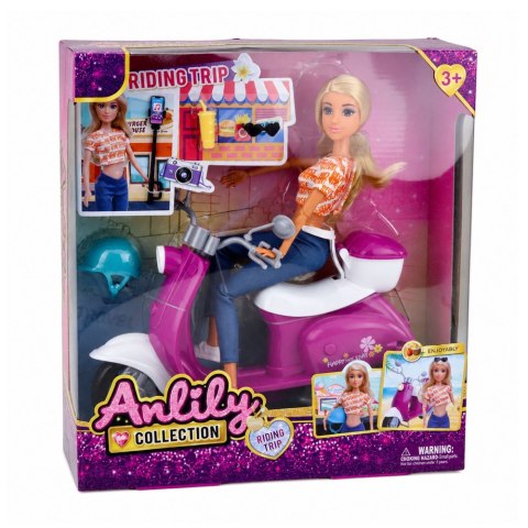 LEAN Toys Lalka Anlily Podróżniczka Na Skuterze Okulary Uchwyt Na Telefon Akcesoria