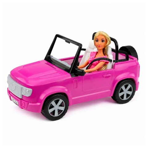 LEAN Toys Lalka Anlily w Samochodzie Kabriolet Fioletowy Uchwyt na Telefon Słuchawki