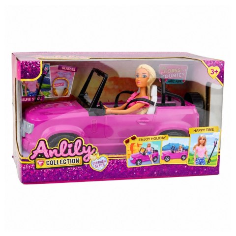 LEAN Toys Lalka Anlily w Samochodzie Kabriolet Fioletowy Uchwyt na Telefon Słuchawki