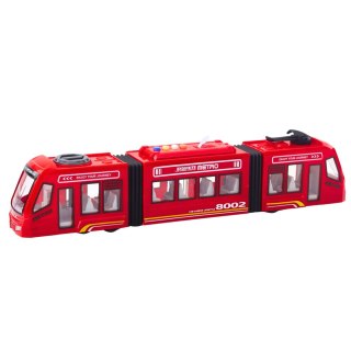 LEAN Toys Metro Miejskie Tramwaj Otwierane Drzwi Światła Dźwięki Czerwone 1:16