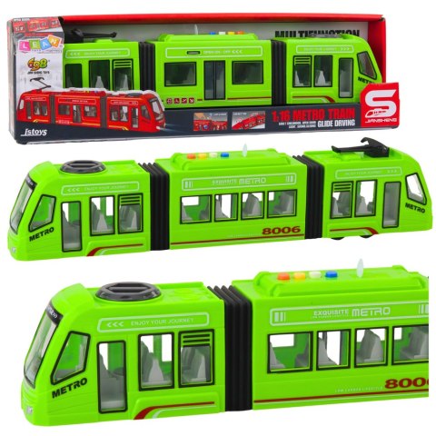 LEAN Toys Metro Miejskie Tramwaj Otwierane Drzwi Światła Dźwięki Zielony 1:16