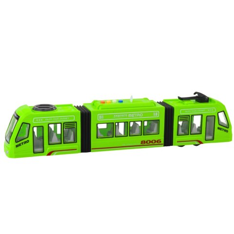 LEAN Toys Metro Miejskie Tramwaj Otwierane Drzwi Światła Dźwięki Zielony 1:16