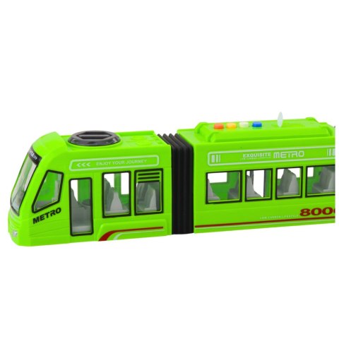 LEAN Toys Metro Miejskie Tramwaj Otwierane Drzwi Światła Dźwięki Zielony 1:16