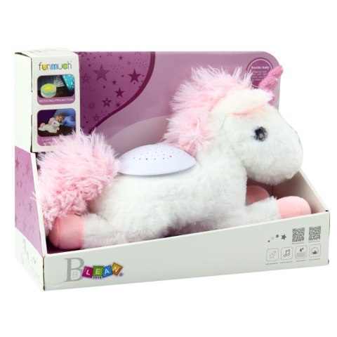 LEAN Toys Pluszowy Jednorożec Usypiająca Przytulanka Projektor Dźwięk Biały