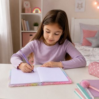 LEAN Toys Pluszowy Miękki Notes Pamiętnik Z Kotkiem Kłódka Kluczyki Czyste Kartki