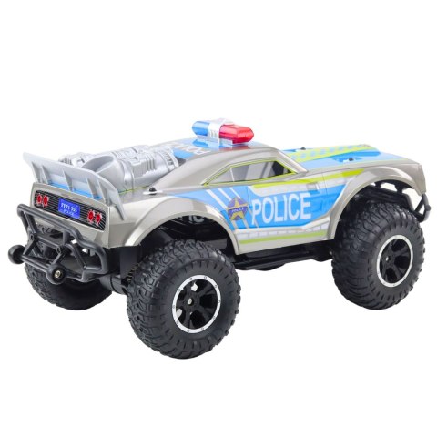 LEAN Toys Samochód Policyjny Terenowy Zdalnie Sterowany RC 1:8 Srebrny