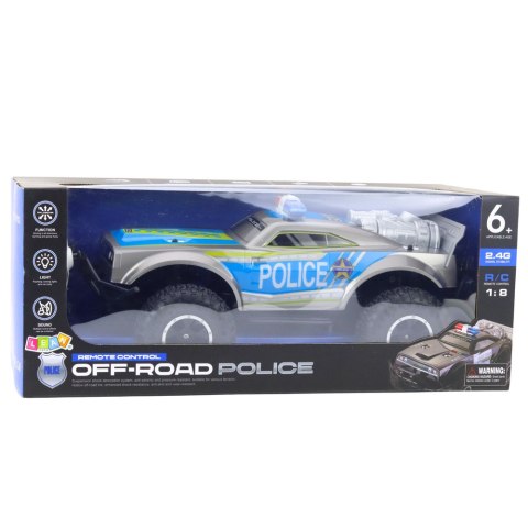LEAN Toys Samochód Policyjny Terenowy Zdalnie Sterowany RC 1:8 Srebrny