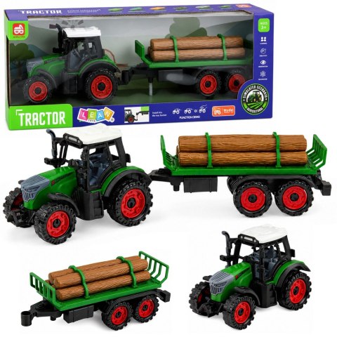 LEAN Toys Traktor Farmerski Rolniczy z Przyczepą Na Drzewo Napęd Frykcyjny Bale 35cm