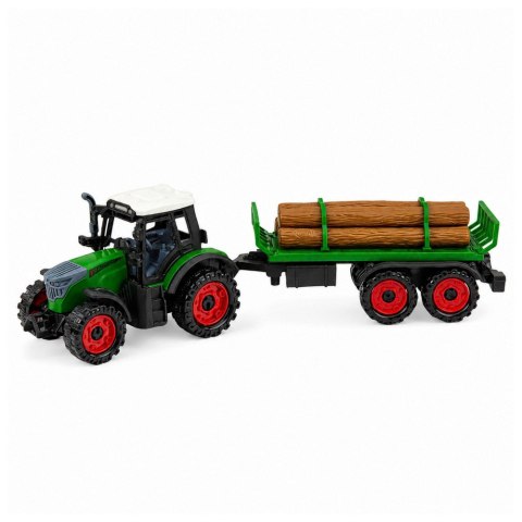 LEAN Toys Traktor Farmerski Rolniczy z Przyczepą Na Drzewo Napęd Frykcyjny Bale 35cm