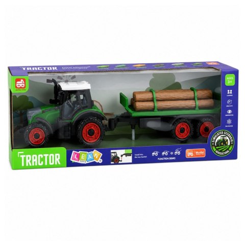 LEAN Toys Traktor Farmerski Rolniczy z Przyczepą Na Drzewo Napęd Frykcyjny Bale 35cm