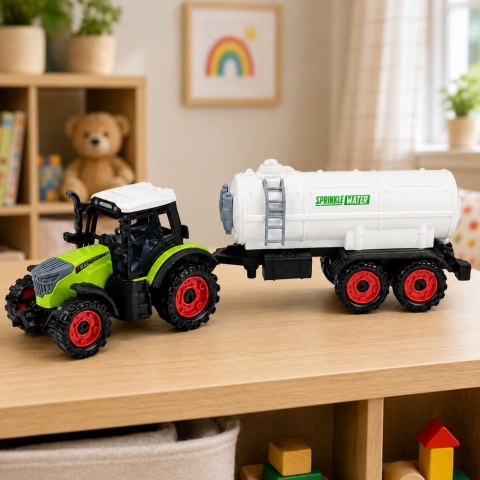 LEAN Toys Traktor Farmerski z Cysterną Napęd Frykcyjny Maszyna Rolnicza 34 cm