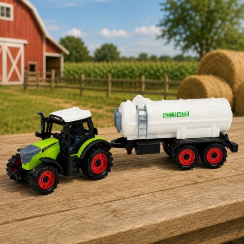 LEAN Toys Traktor Farmerski z Cysterną Napęd Frykcyjny Maszyna Rolnicza 34 cm