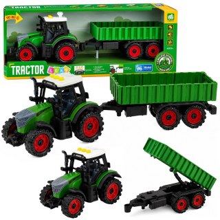 LEAN Toys Traktor Farmerski z Przyczepą Rolniczą Napęd Frykcyjny Światła Dźwięk 35cm