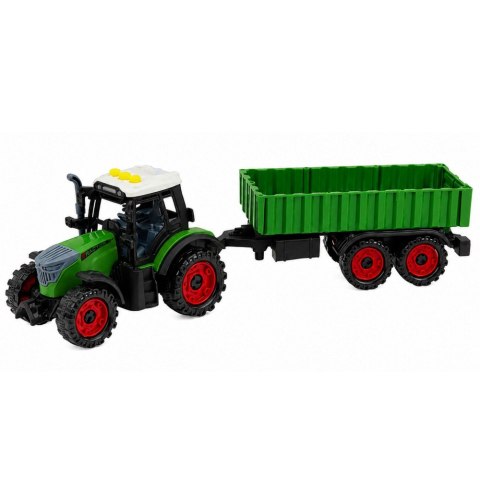 LEAN Toys Traktor Farmerski z Przyczepą Rolniczą Napęd Frykcyjny Światła Dźwięk 35cm